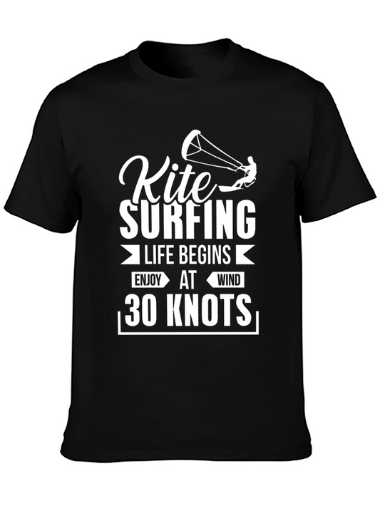 Kite Surfing Life Begins T-Shirt - 30 Knots