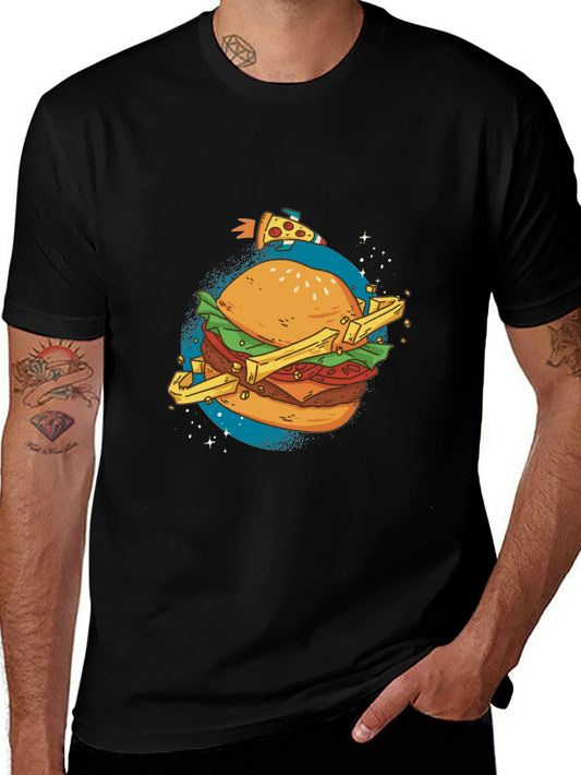 Space Food T-Shirt - Burger Pizza Design