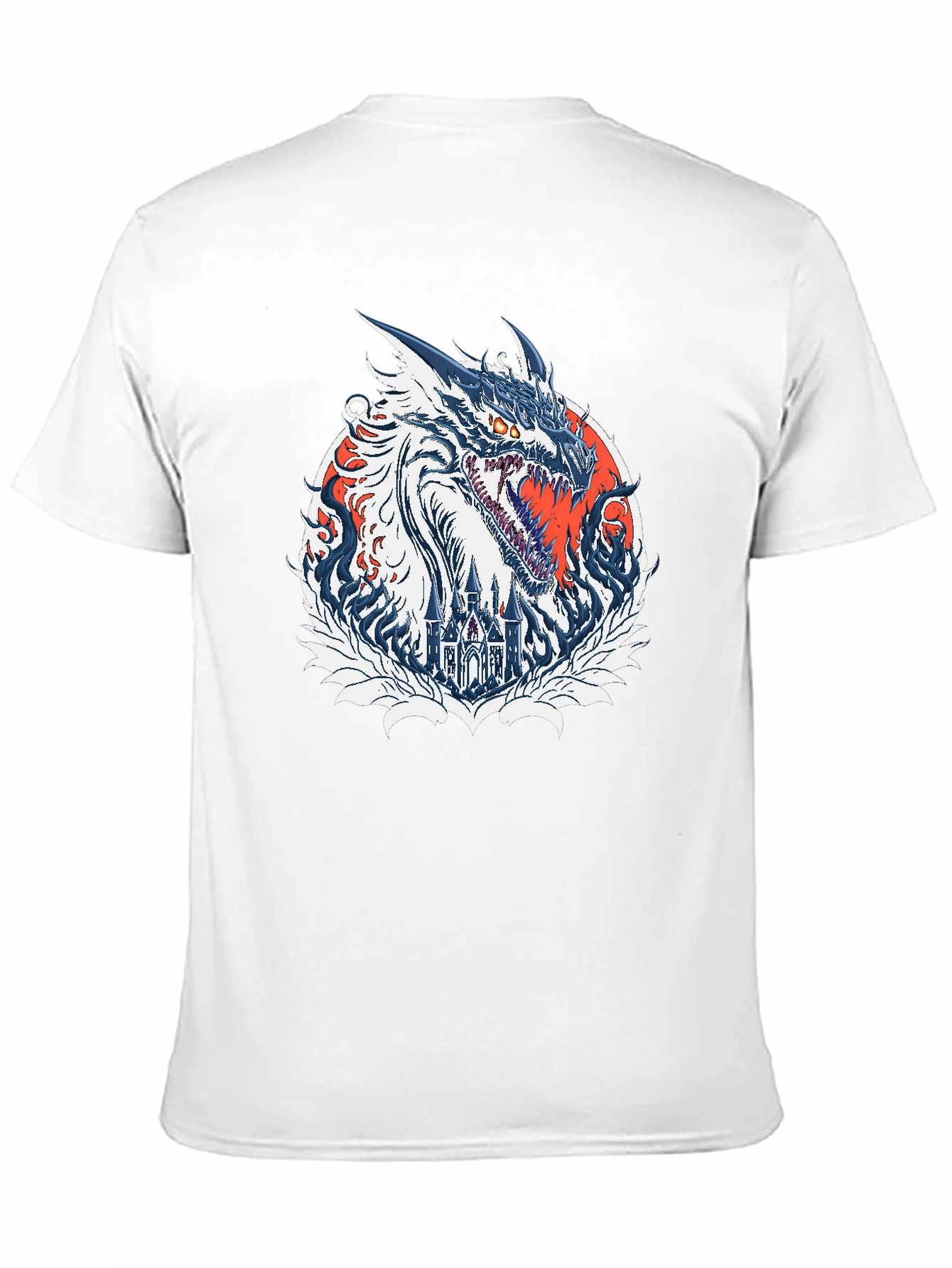 Dragon Castle Graphic Print Black T-Shirt