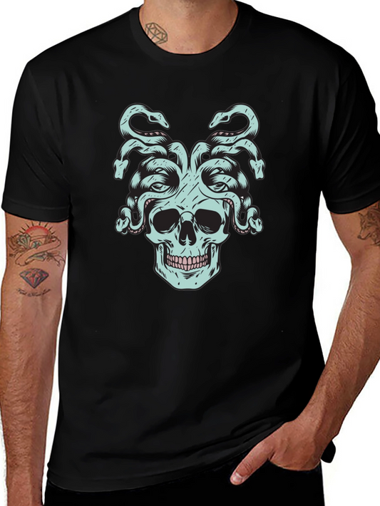 Medusa Skull Graphic Tee - Black
