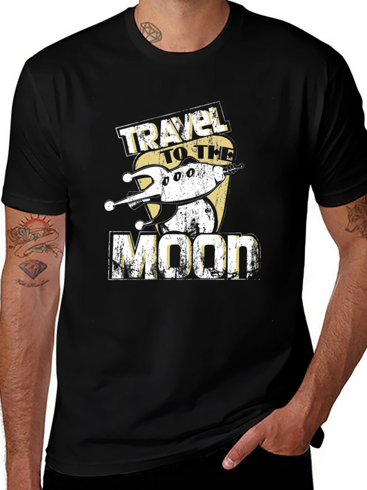 Travel to the Moon Graphic Tee - Retro Space Adventure