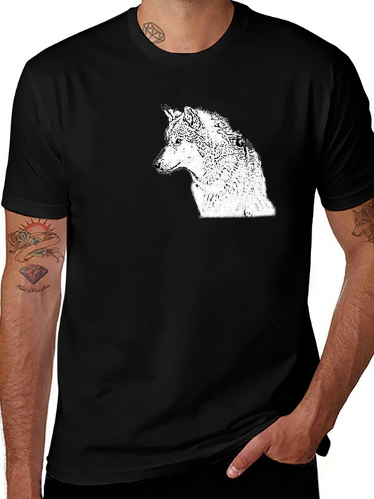 Wolf Graphic Print Crew Neck T-Shirt