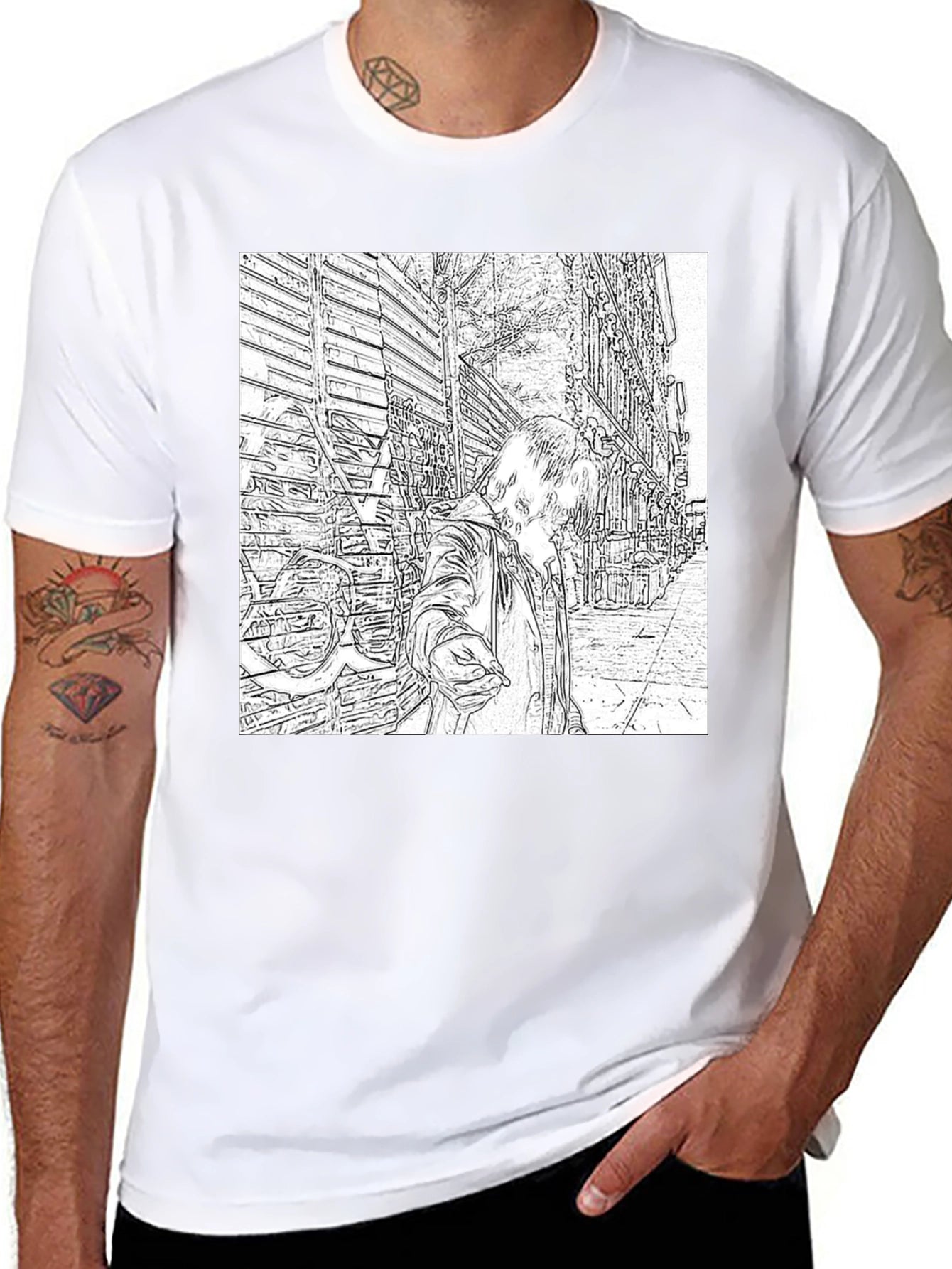 Urban Sketch Graphic Tee - Black