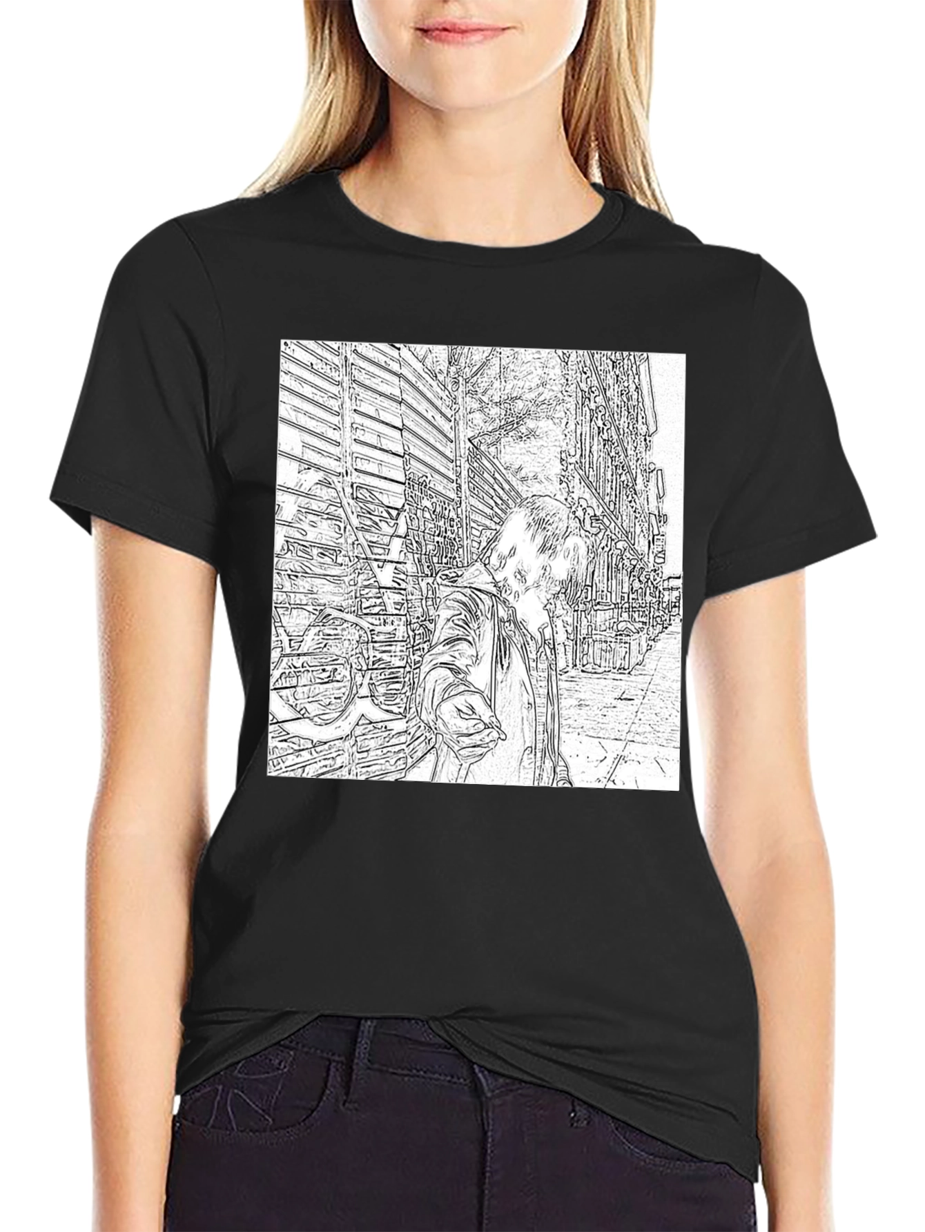 Urban Sketch Graphic Tee - Black