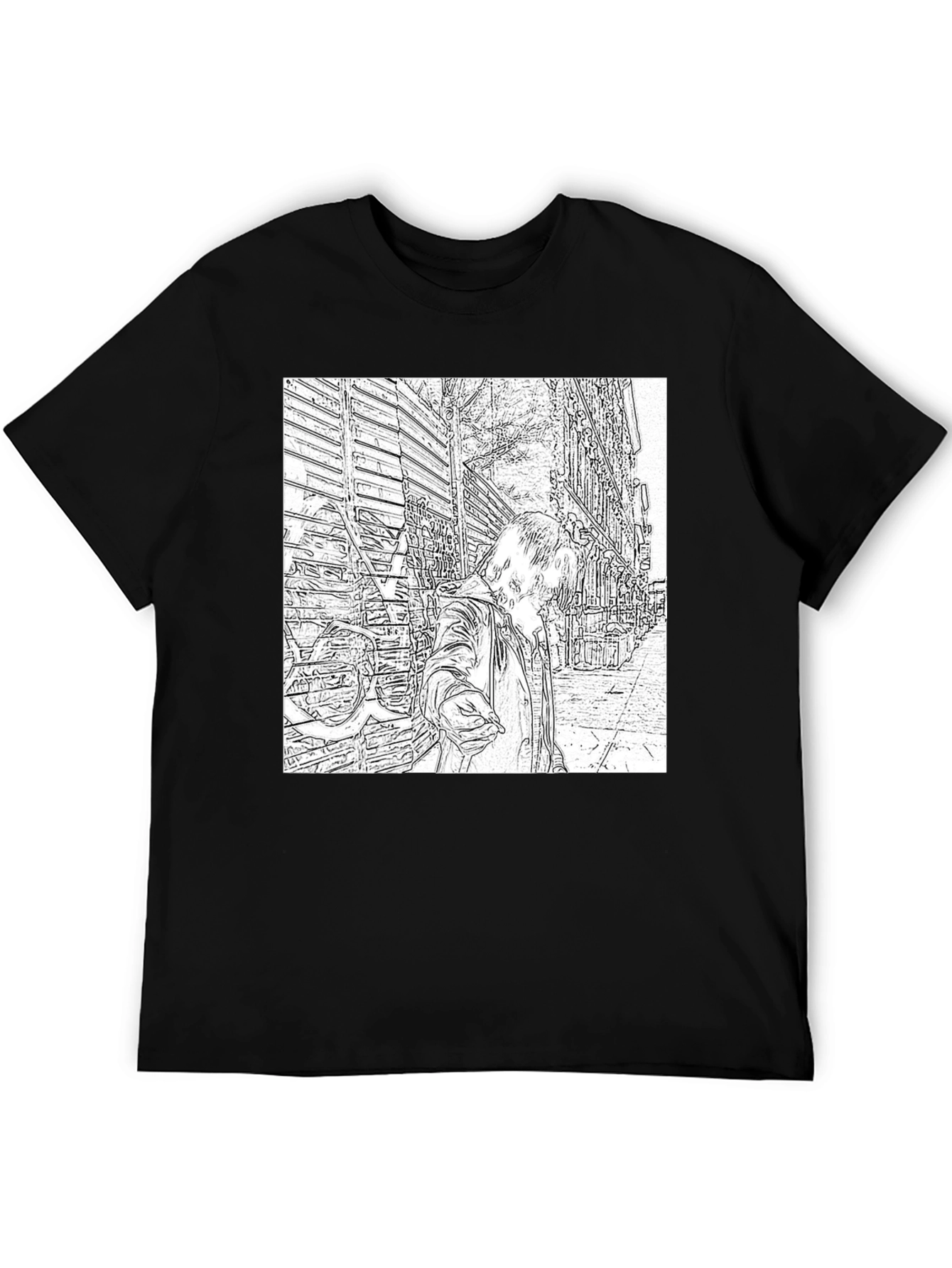Urban Sketch Graphic Tee - Black