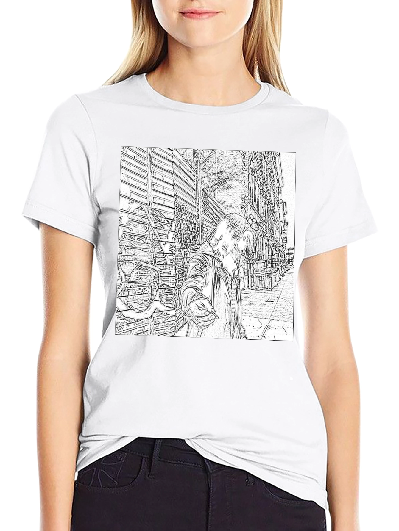 Urban Sketch Graphic Tee - Black