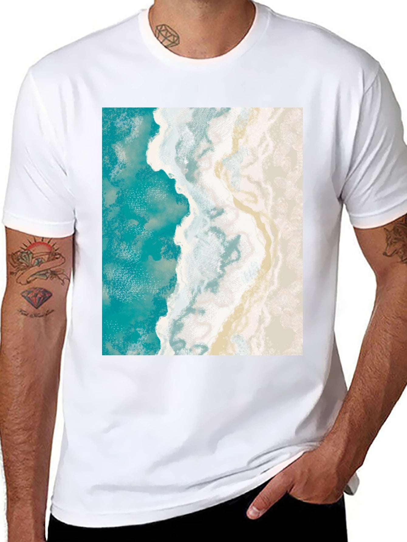 Coastal Dream T-Shirt: Beach Aerial View Print