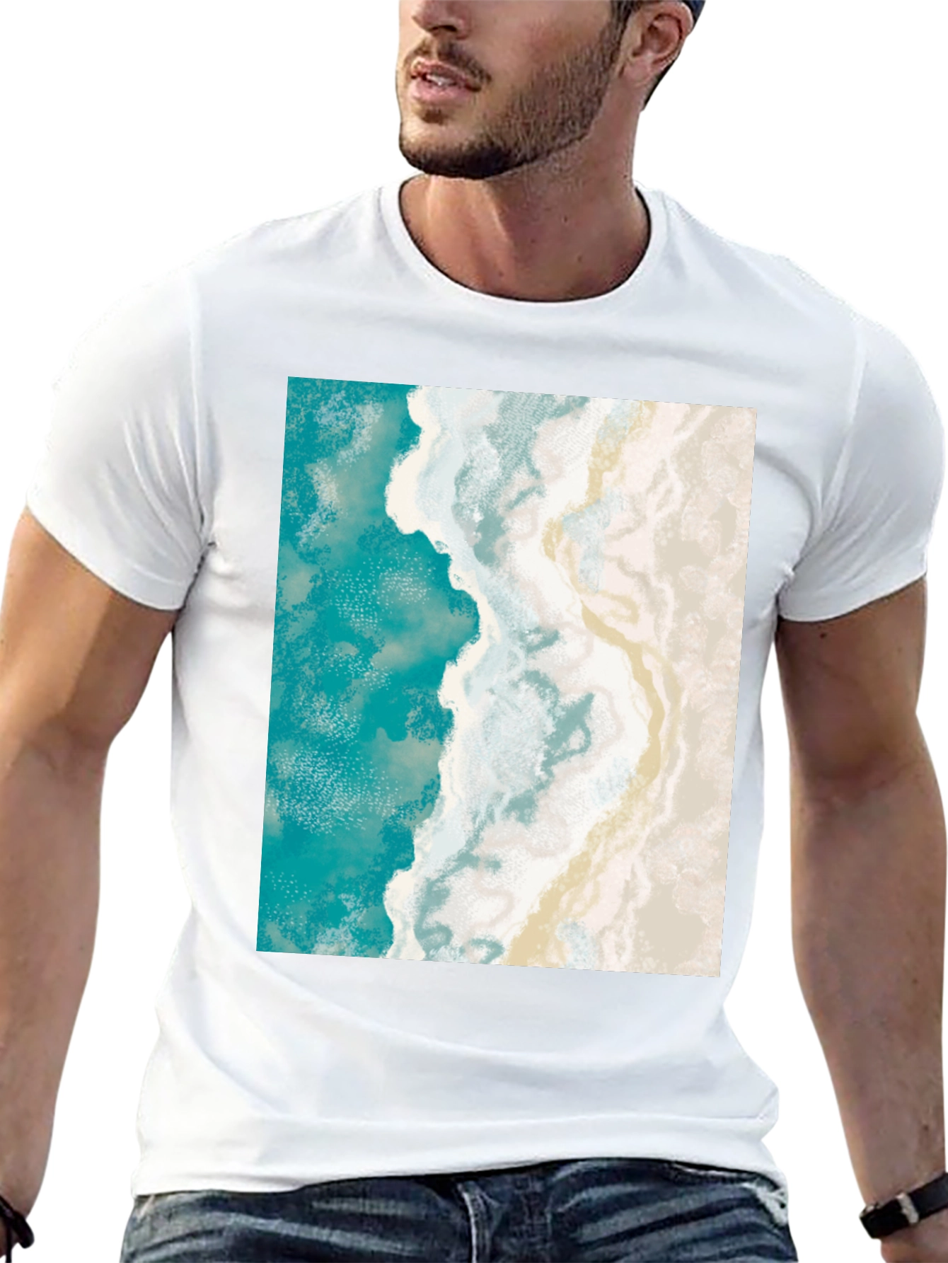 Coastal Dream T-Shirt: Beach Aerial View Print