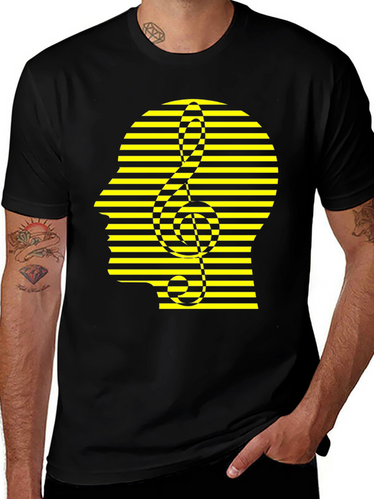 Stripped Head Music Note Graphic Tee