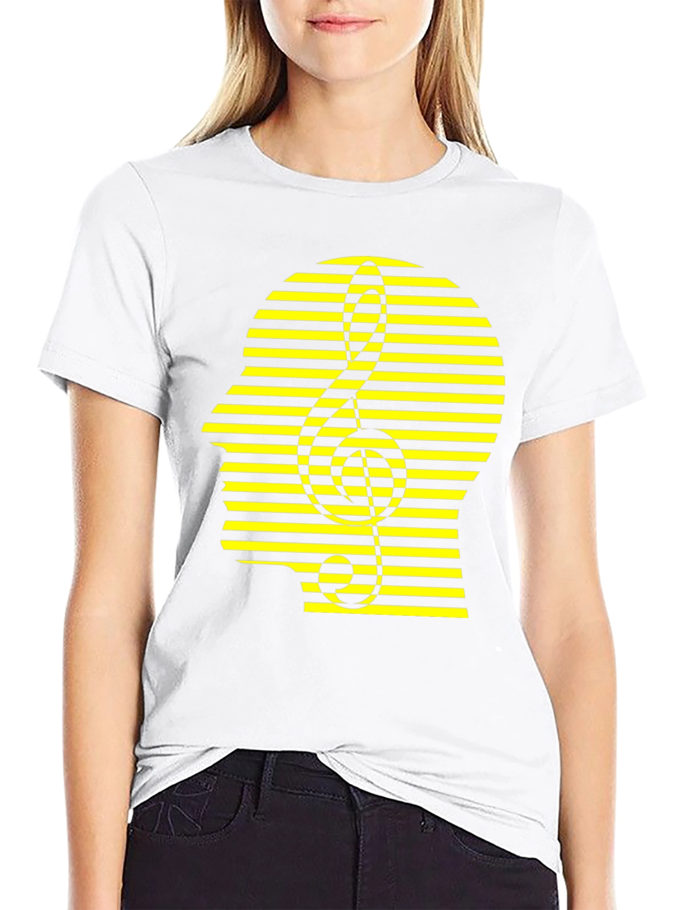 Stripped Head Music Note Graphic Tee