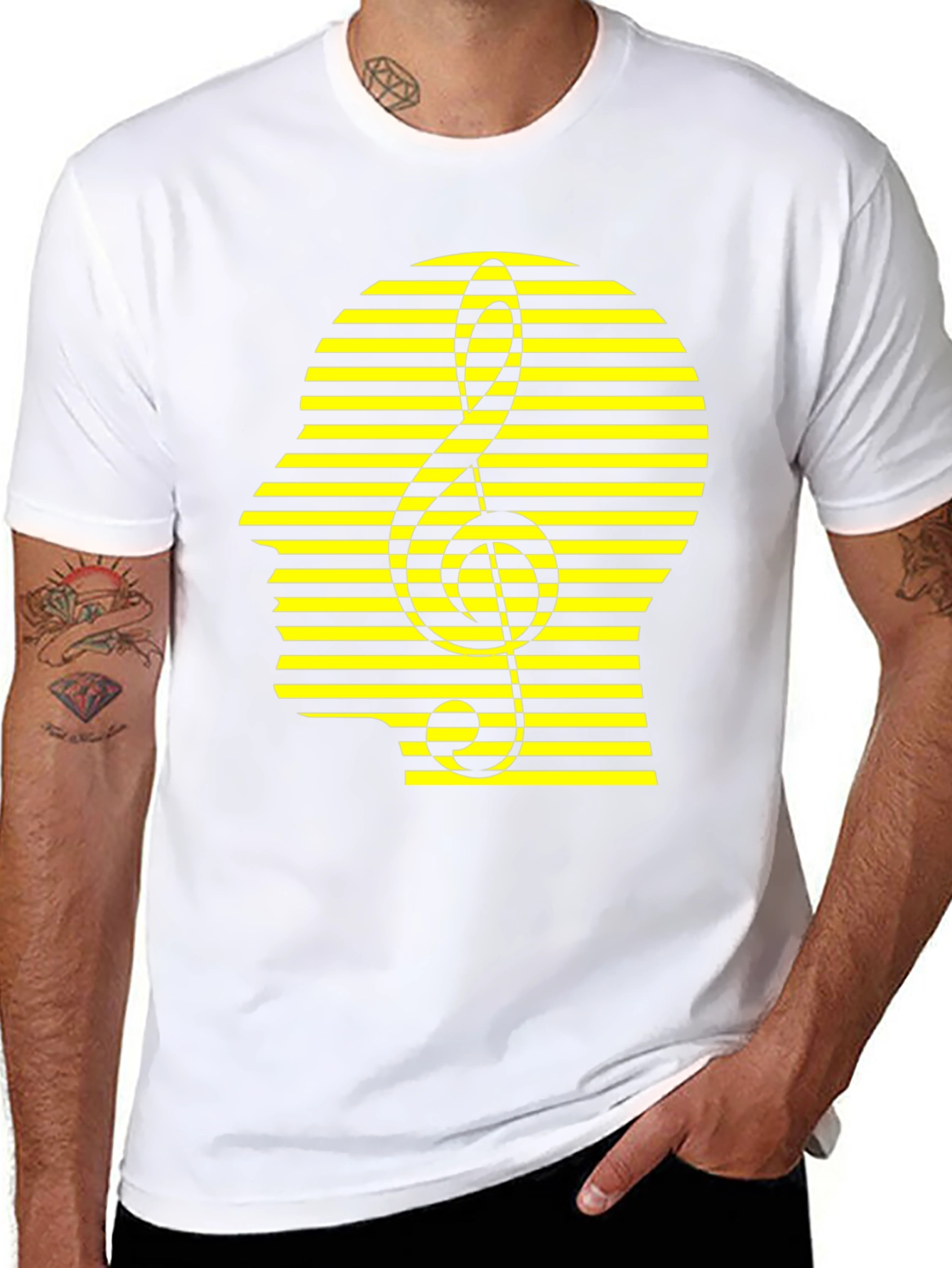 Stripped Head Music Note Graphic Tee