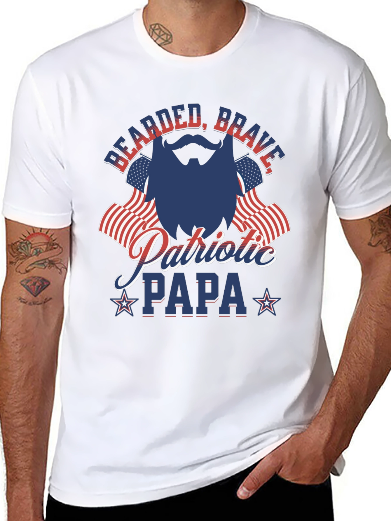 Bearded Brave Patriotic Papa T-Shirt