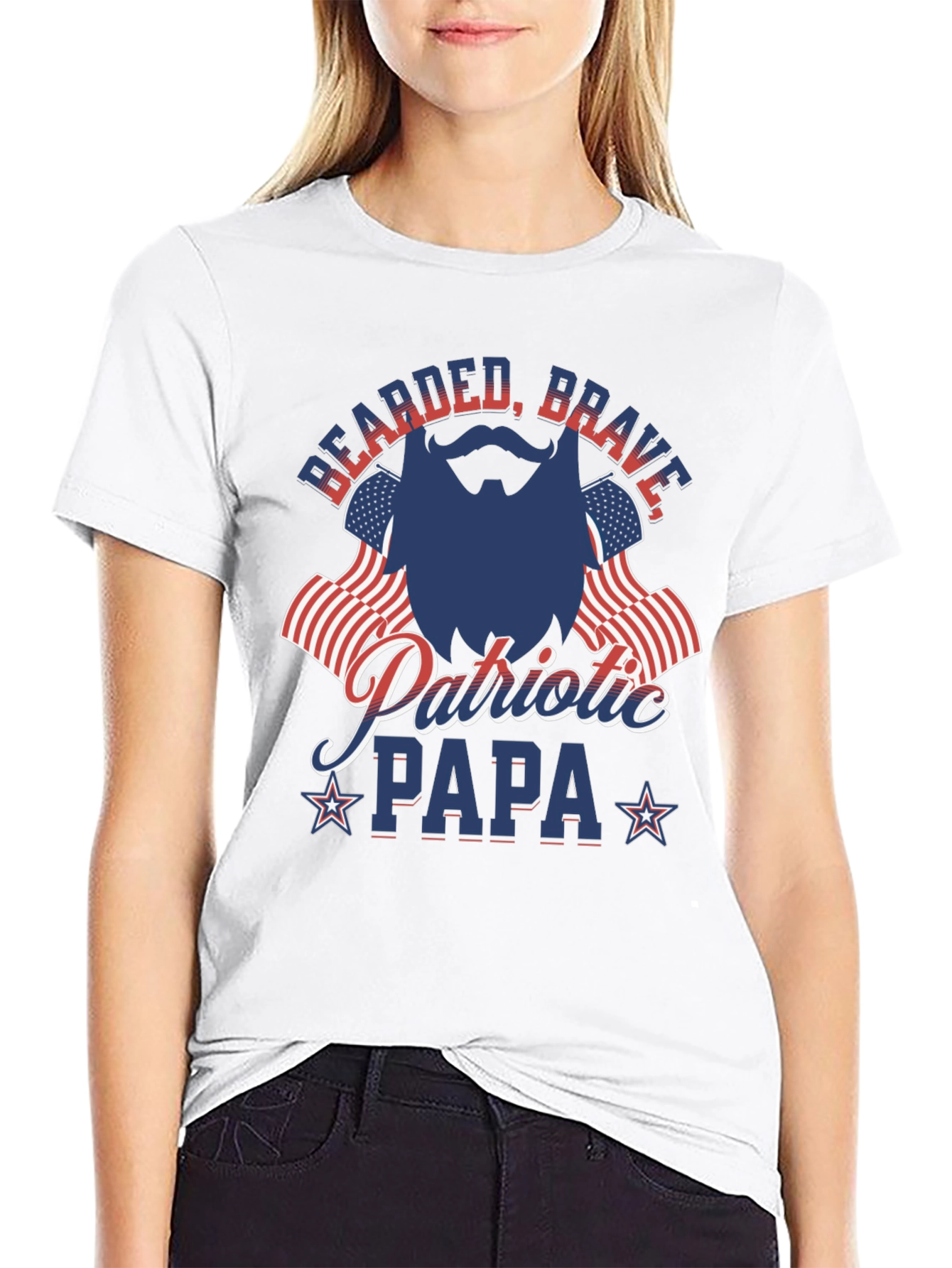 Bearded Brave Patriotic Papa T-Shirt