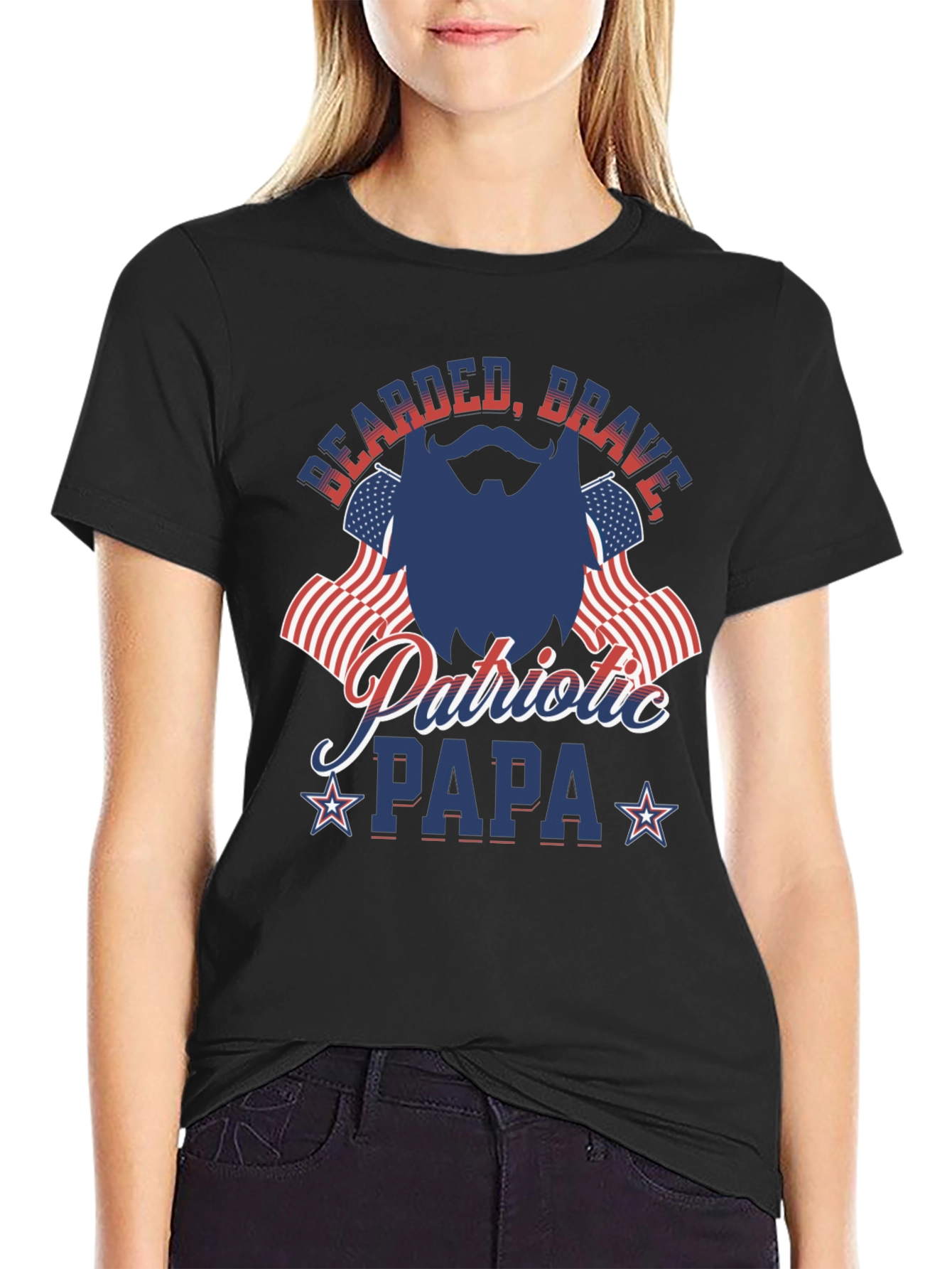 Bearded Brave Patriotic Papa T-Shirt