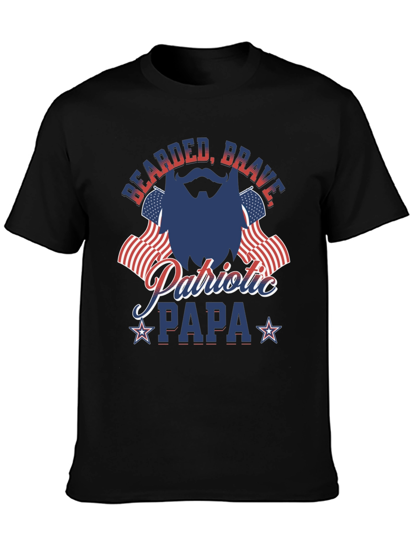 Bearded Brave Patriotic Papa T-Shirt