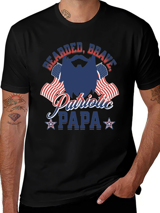Bearded Brave Patriotic Papa T-Shirt