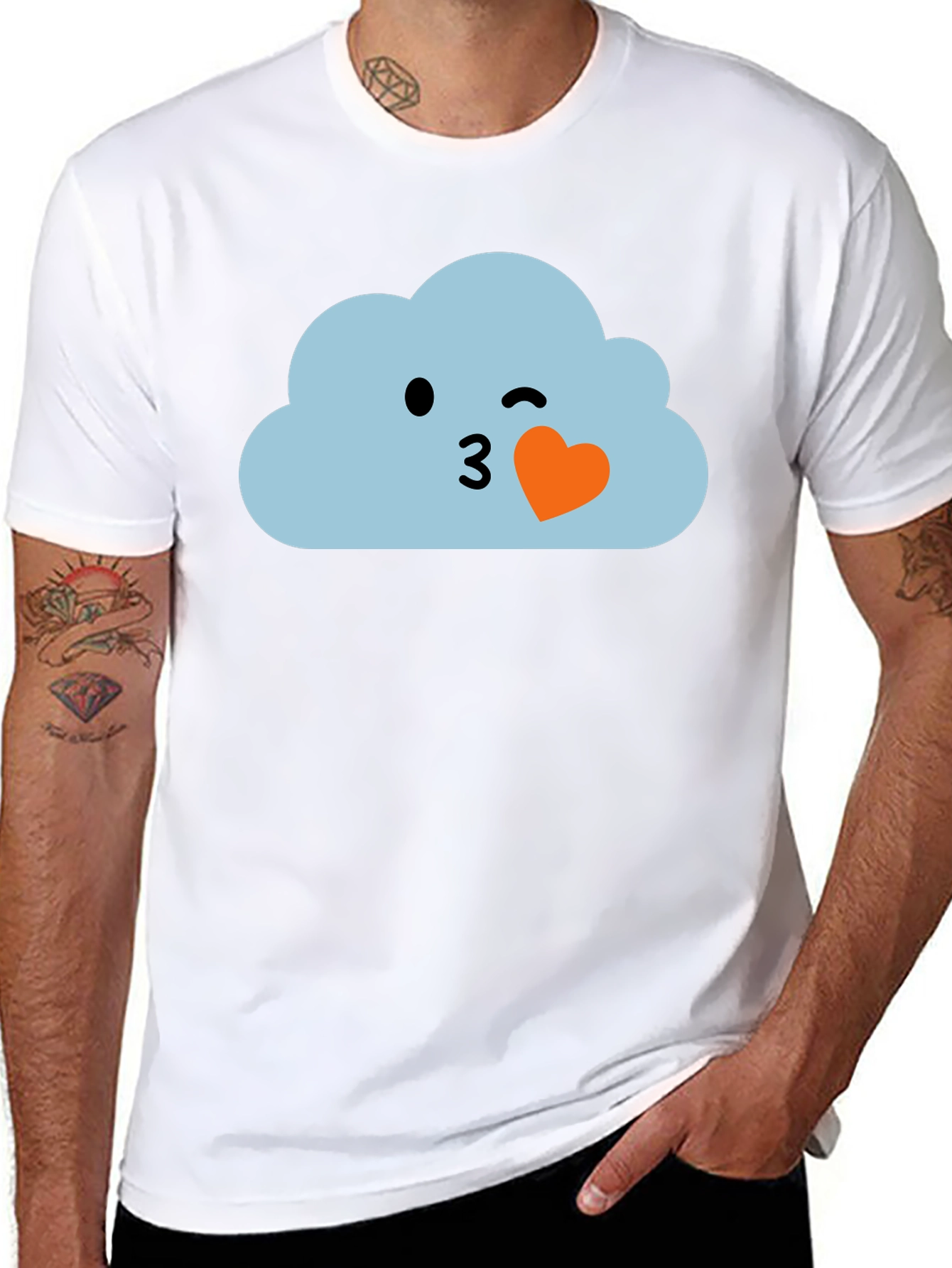 Cute Cloud Emoji Black T-Shirt