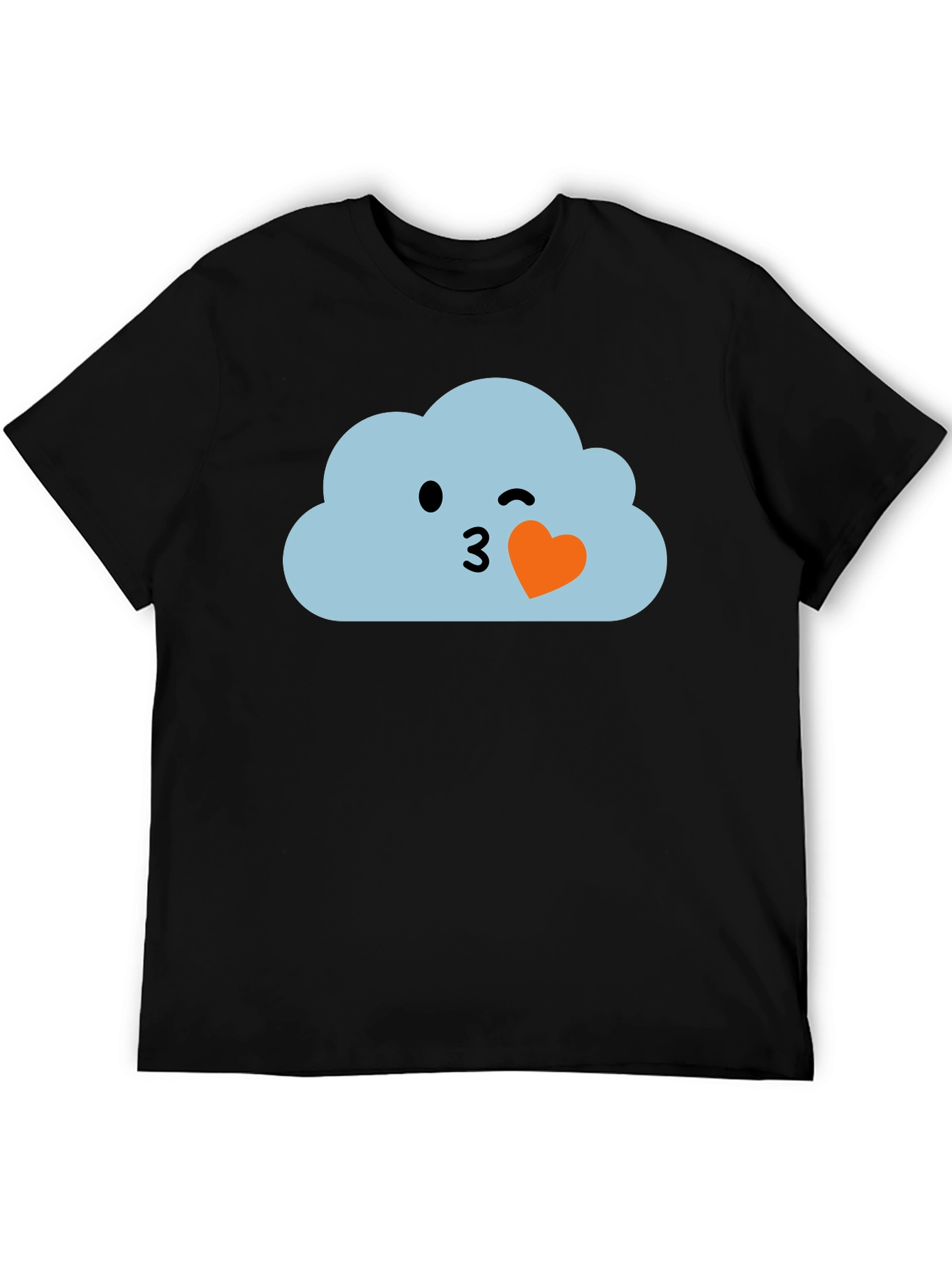 Cute Cloud Emoji Black T-Shirt