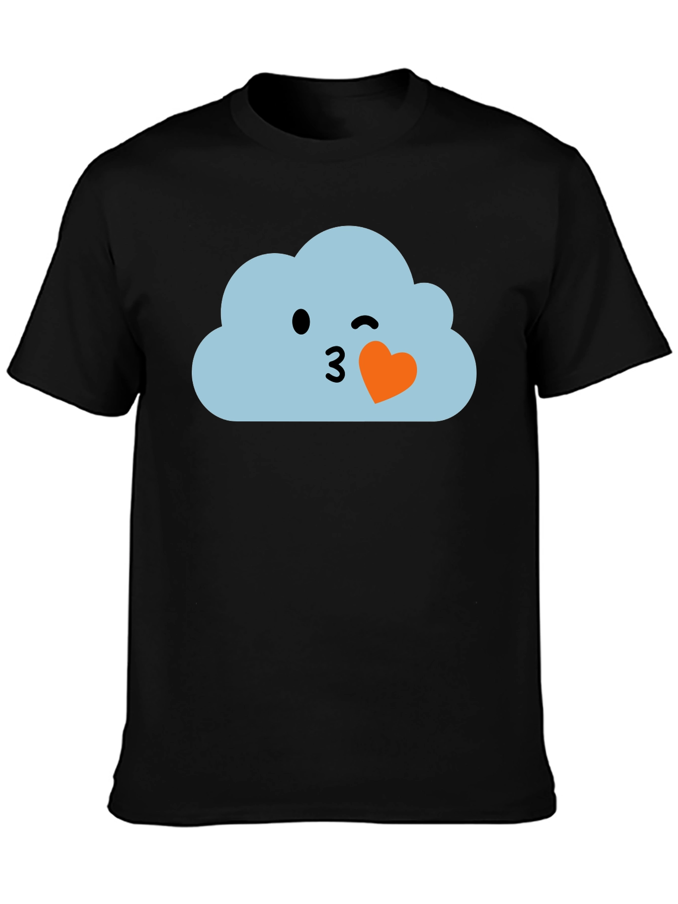 Cute Cloud Emoji Black T-Shirt