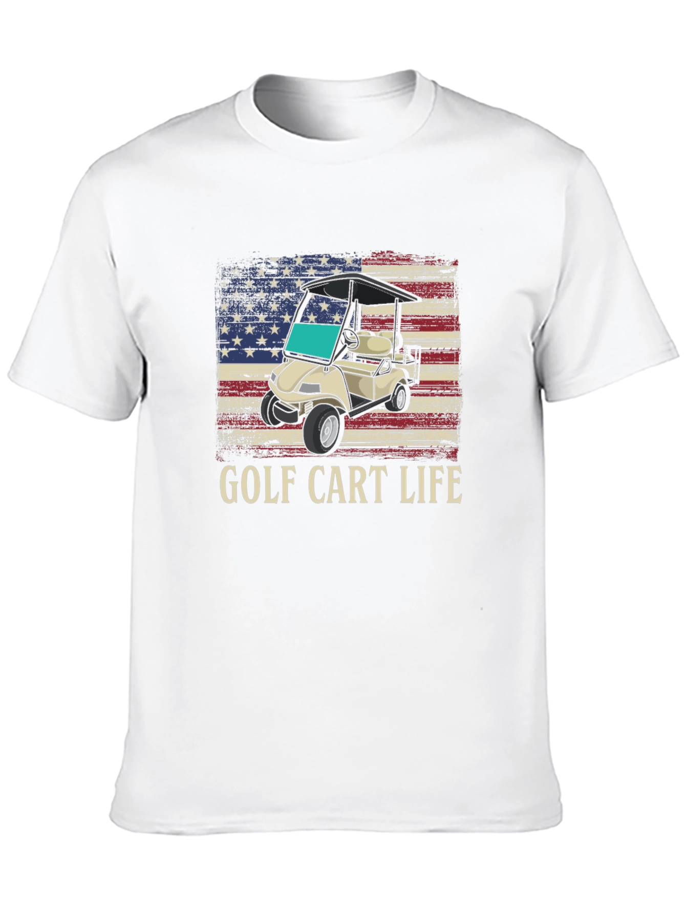 Golf Cart Life Tee - American Flag Graphic T-Shirt