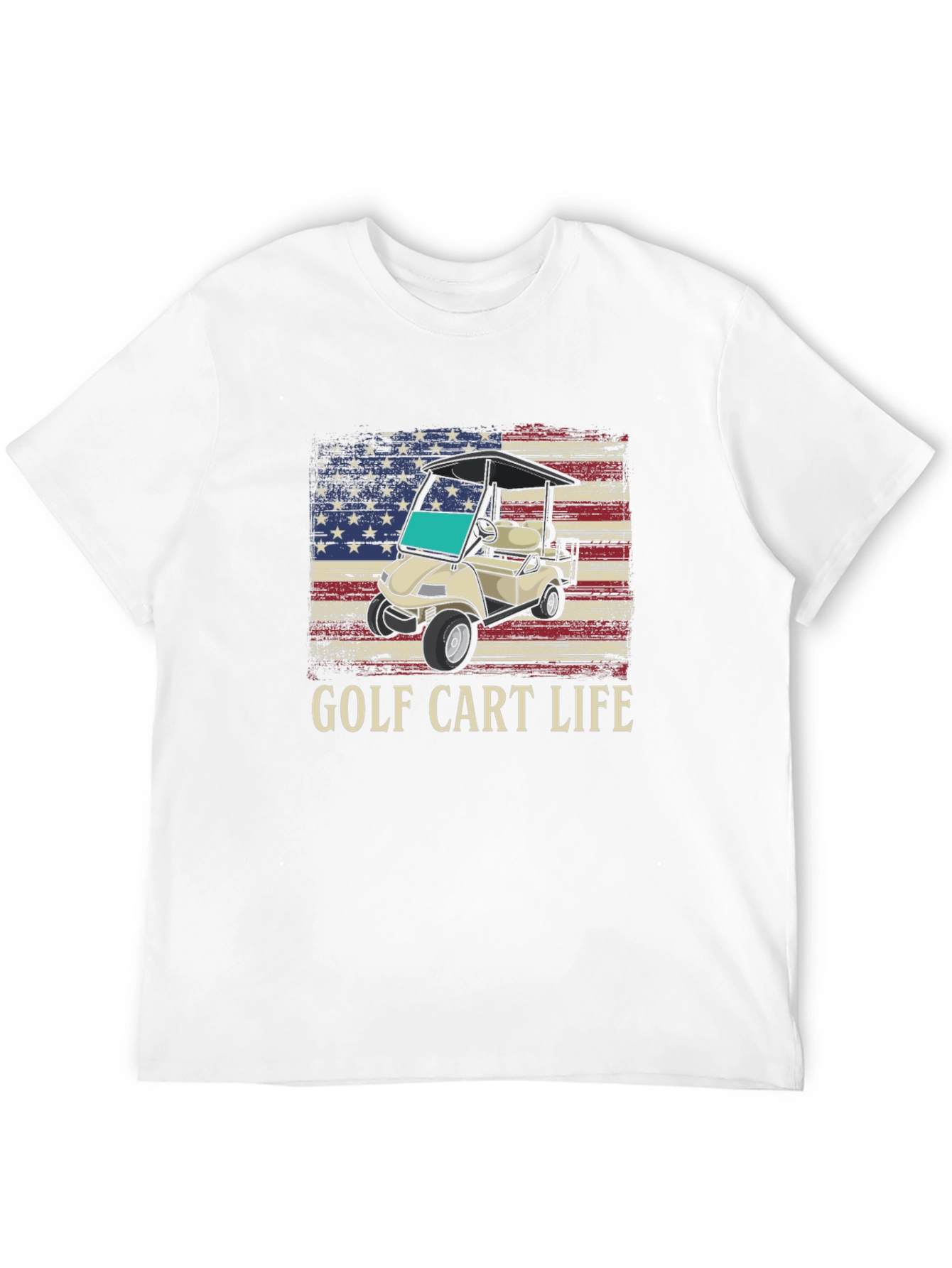 Golf Cart Life Tee - American Flag Graphic T-Shirt