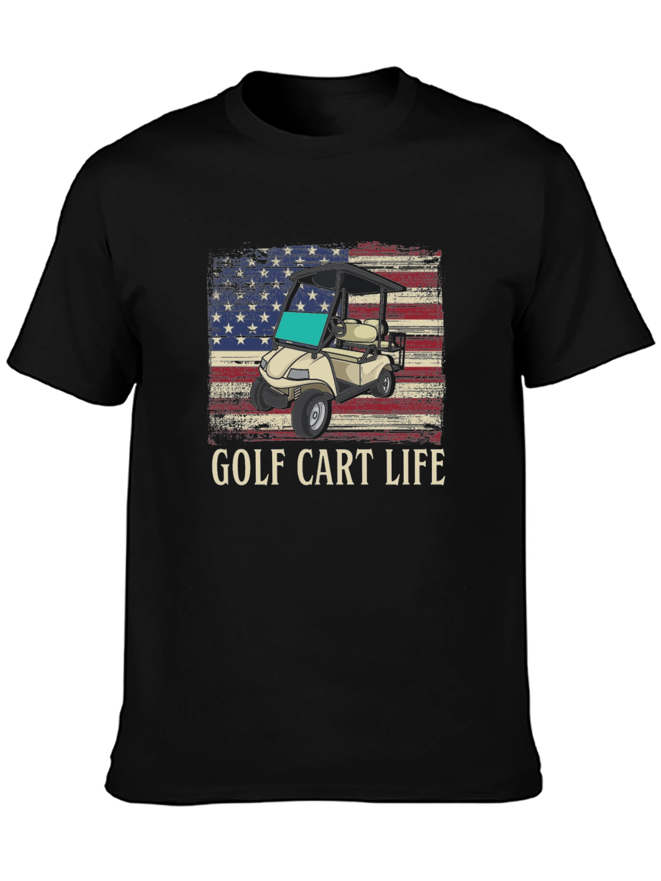 Golf Cart Life Tee - American Flag Graphic T-Shirt