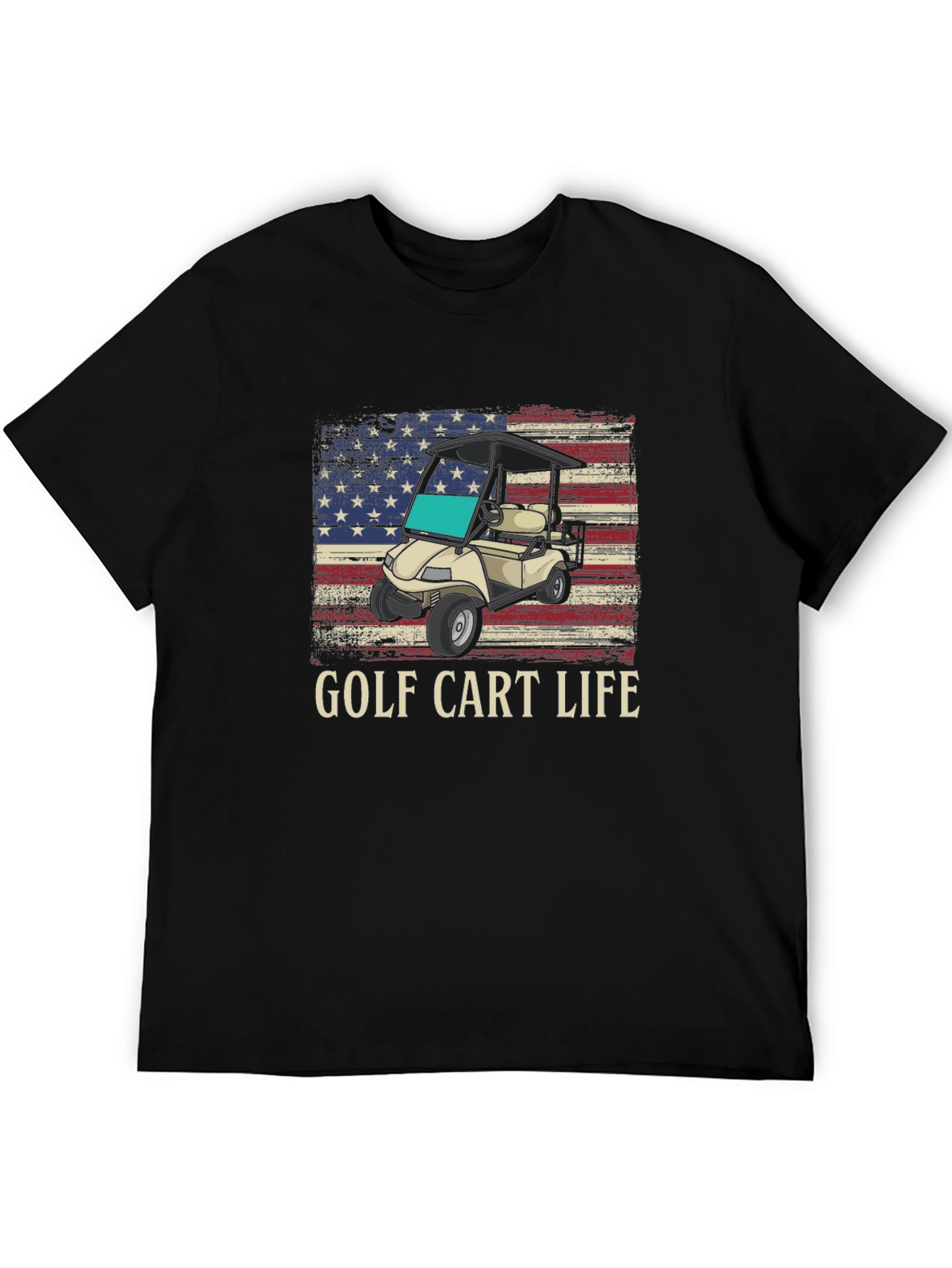 Golf Cart Life Tee - American Flag Graphic T-Shirt