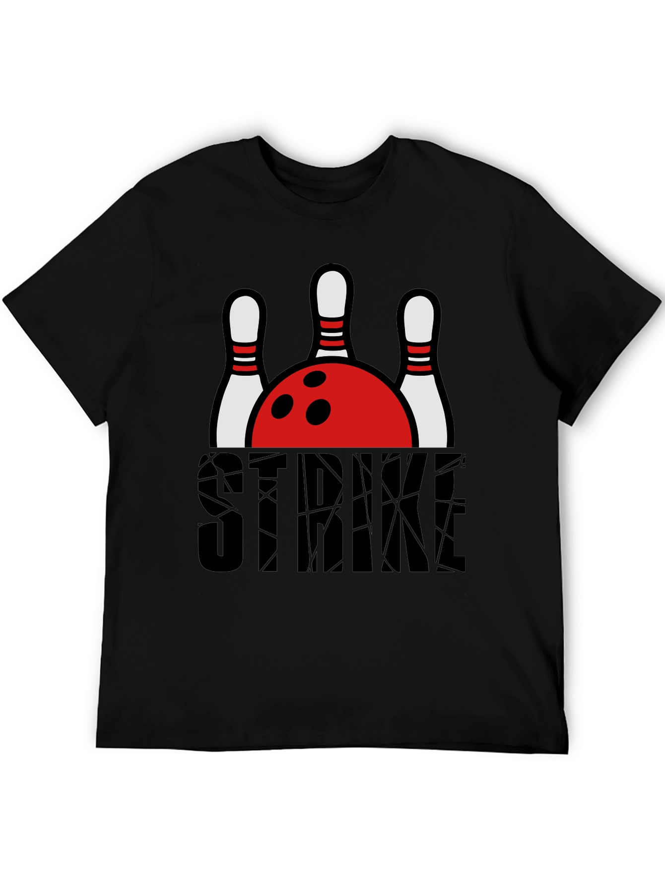 Strike Bowling T-Shirt - Black Graphic Tee