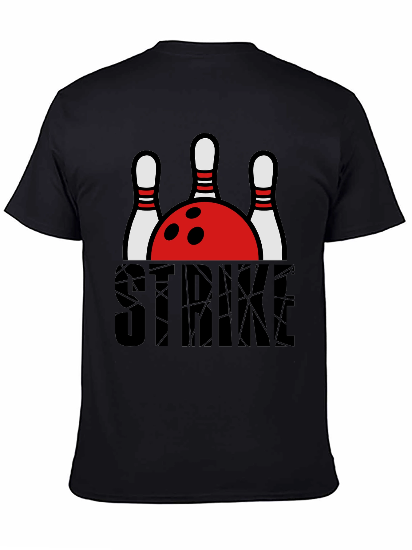 Strike Bowling T-Shirt - Black Graphic Tee