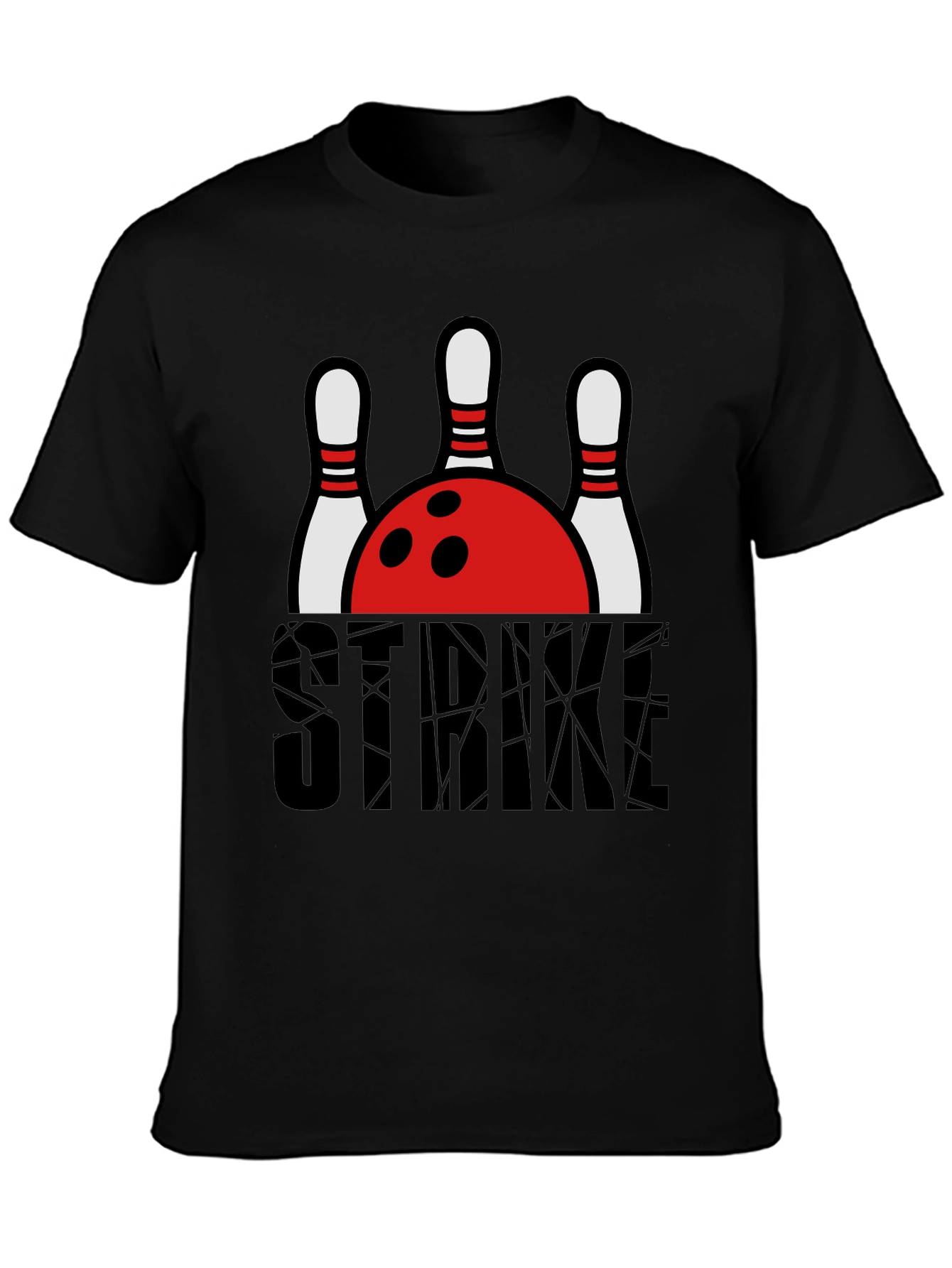 Strike Bowling T-Shirt - Black Graphic Tee
