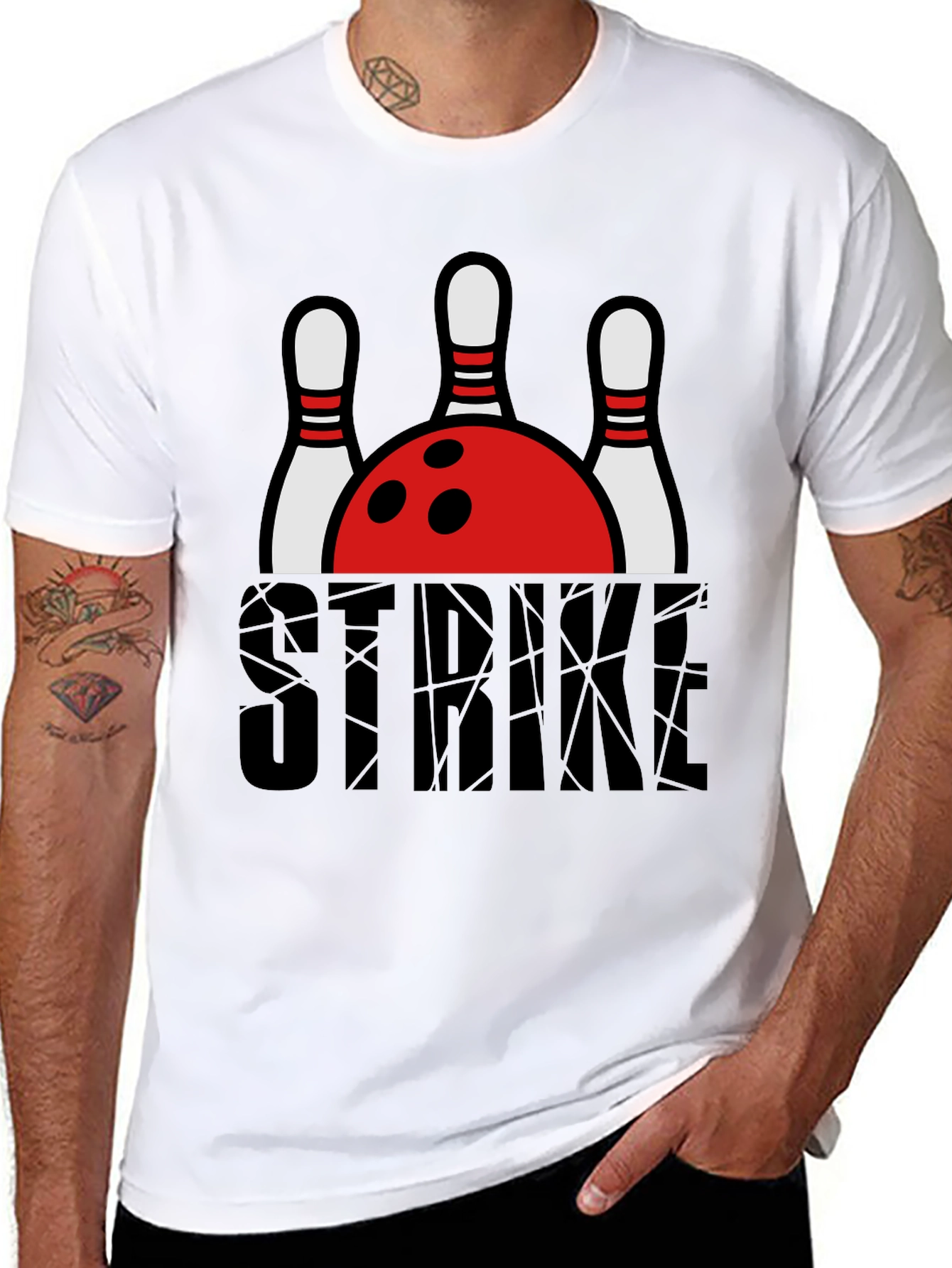 Strike Bowling T-Shirt - Black Graphic Tee