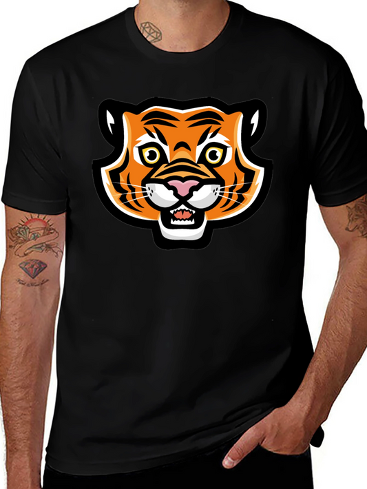Cartoon Tiger Graphic Black T-Shirt