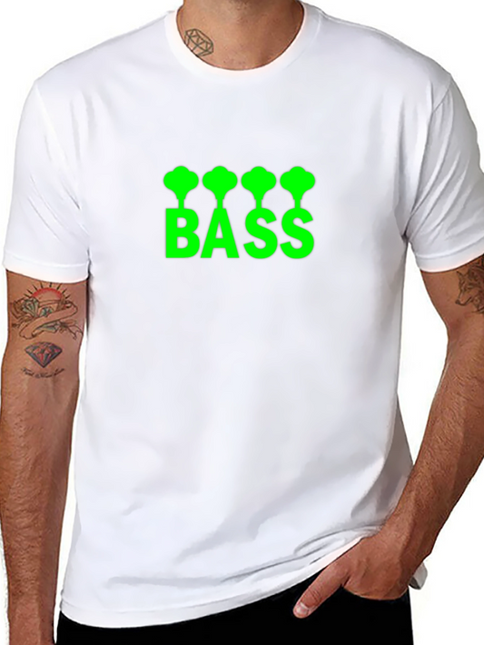 Bass Guitar T-Shirt - Green Graphic Print