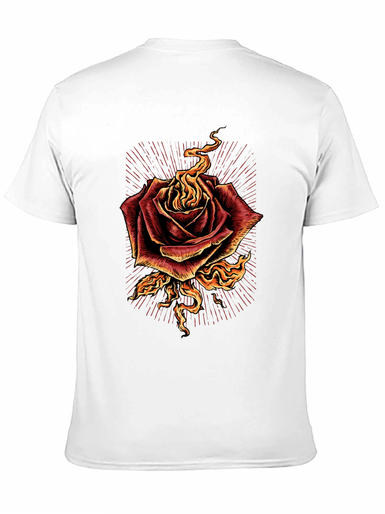 Burning Rose Graphic Tee - Bold Black T-Shirt