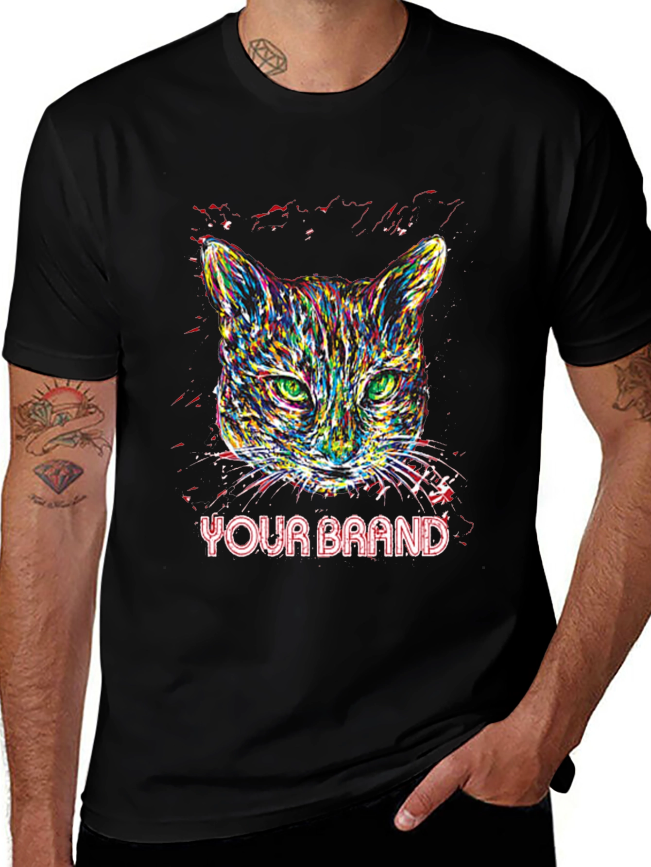 Vibrant Cat Graphic T-Shirt - Your Brand