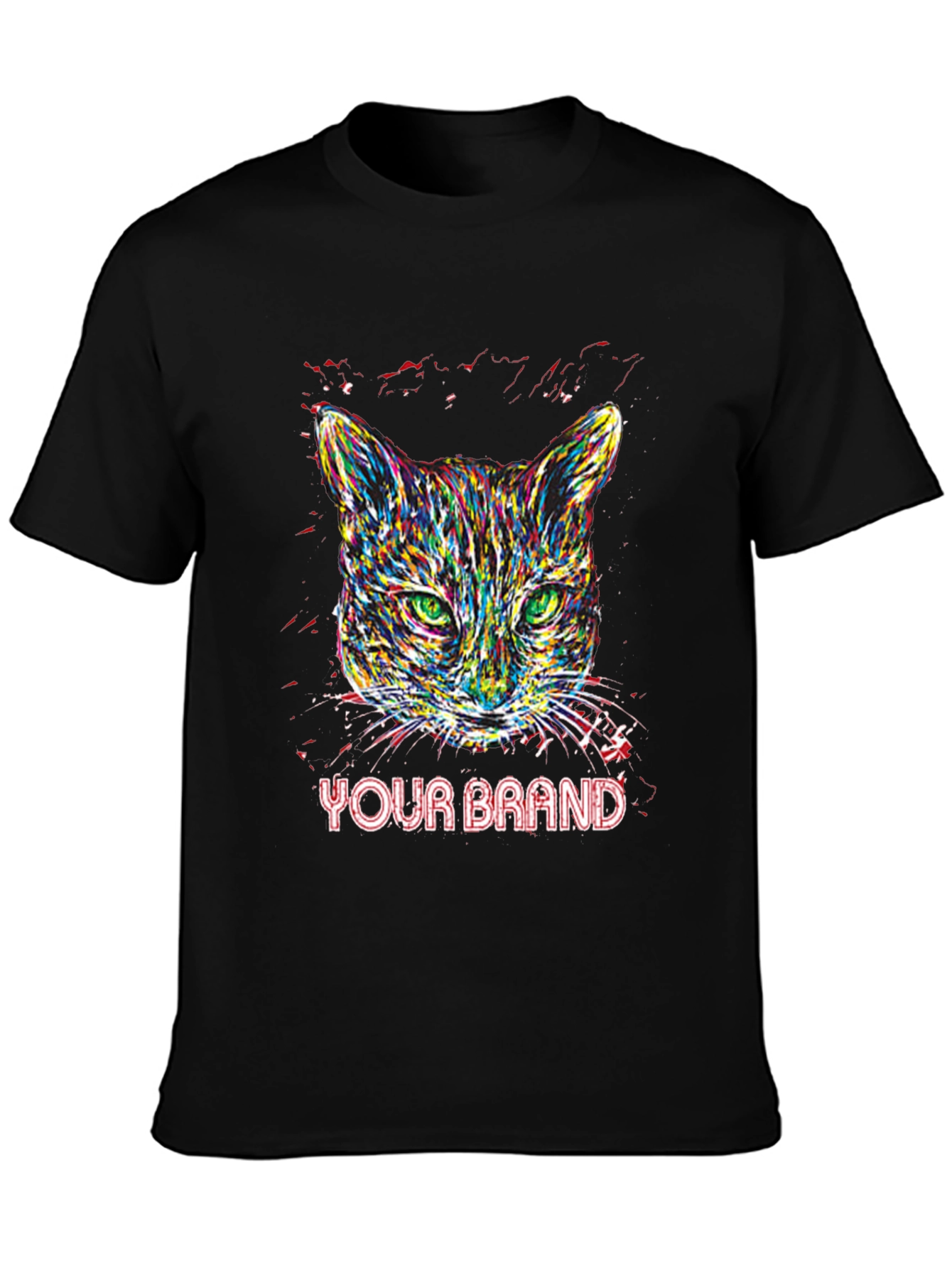 Vibrant Cat Graphic T-Shirt - Your Brand
