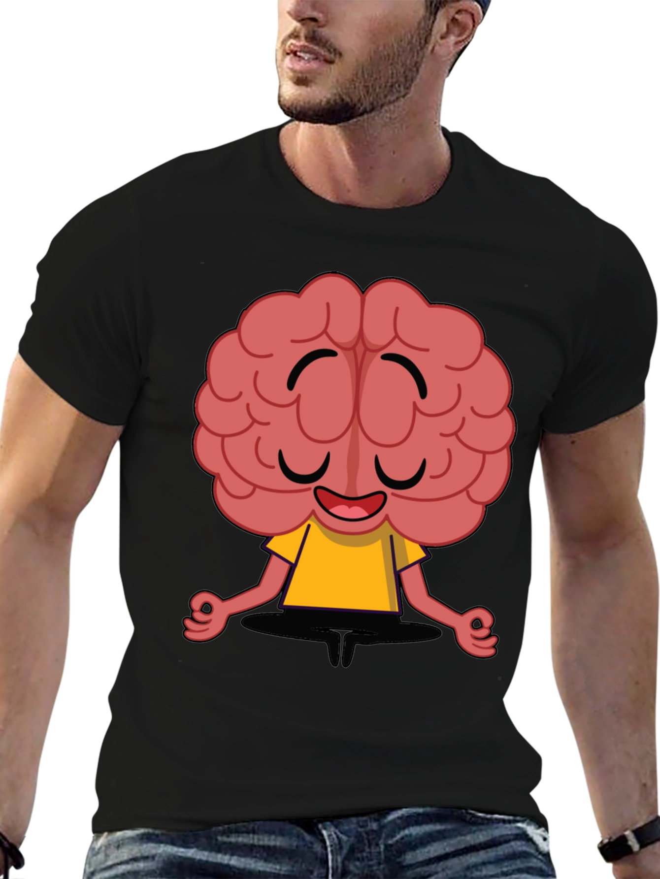 Meditating Brain Cartoon T-Shirt