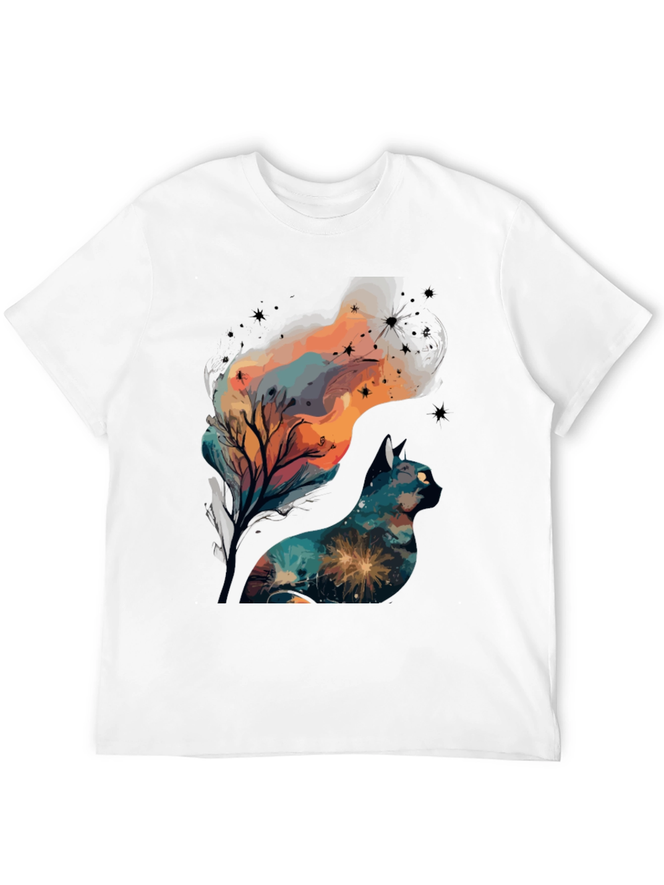 Mystical Cat T-Shirt: Stargazer Design