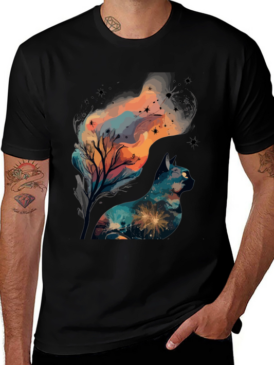 Mystical Cat T-Shirt: Stargazer Design