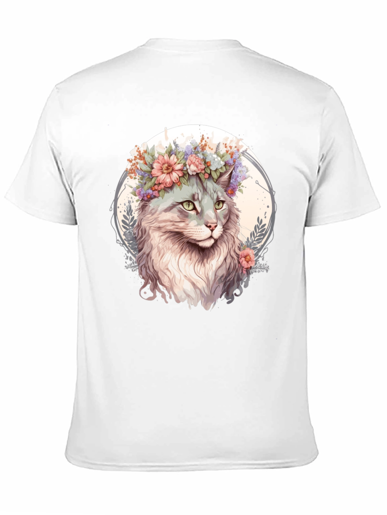 Cat with Flowers Graphic Tee
