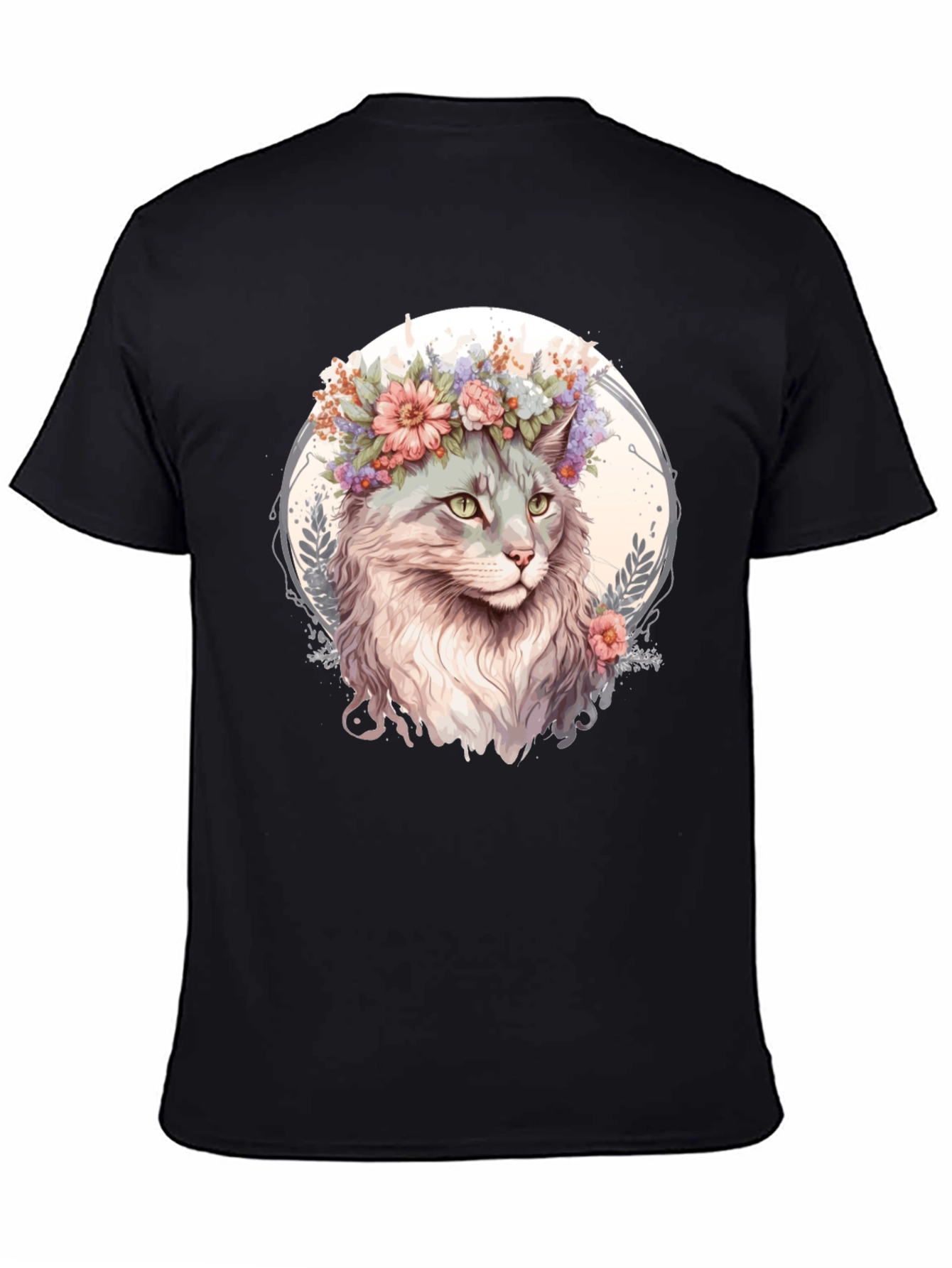 Cat with Flowers Graphic Tee