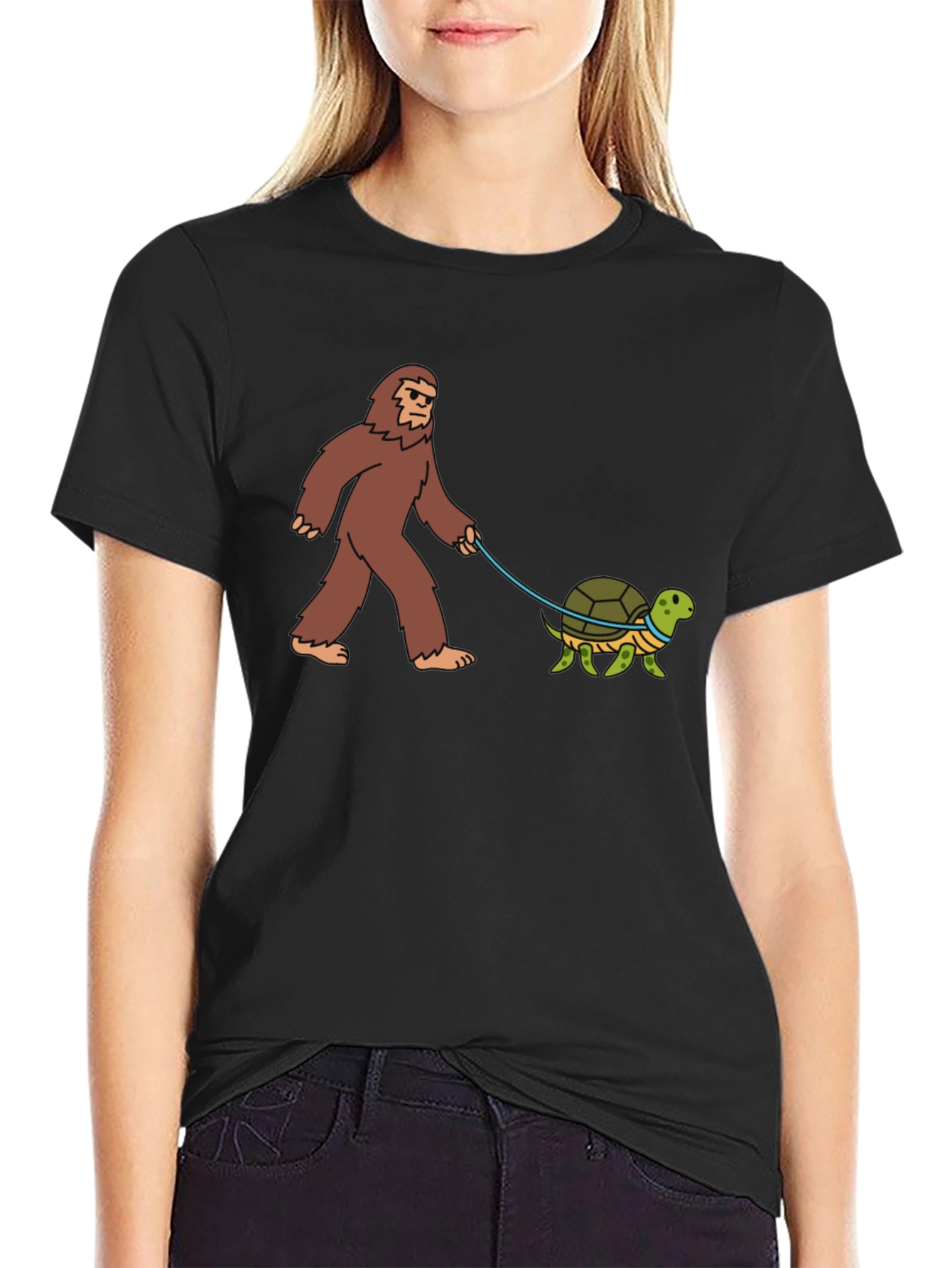 Bigfoot Walking Turtle Funny Graphic Tee
