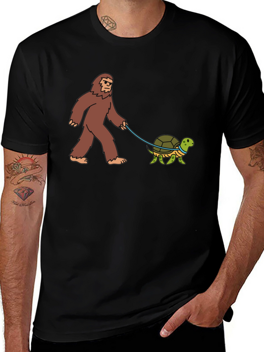 Bigfoot Walking Turtle Funny Graphic Tee