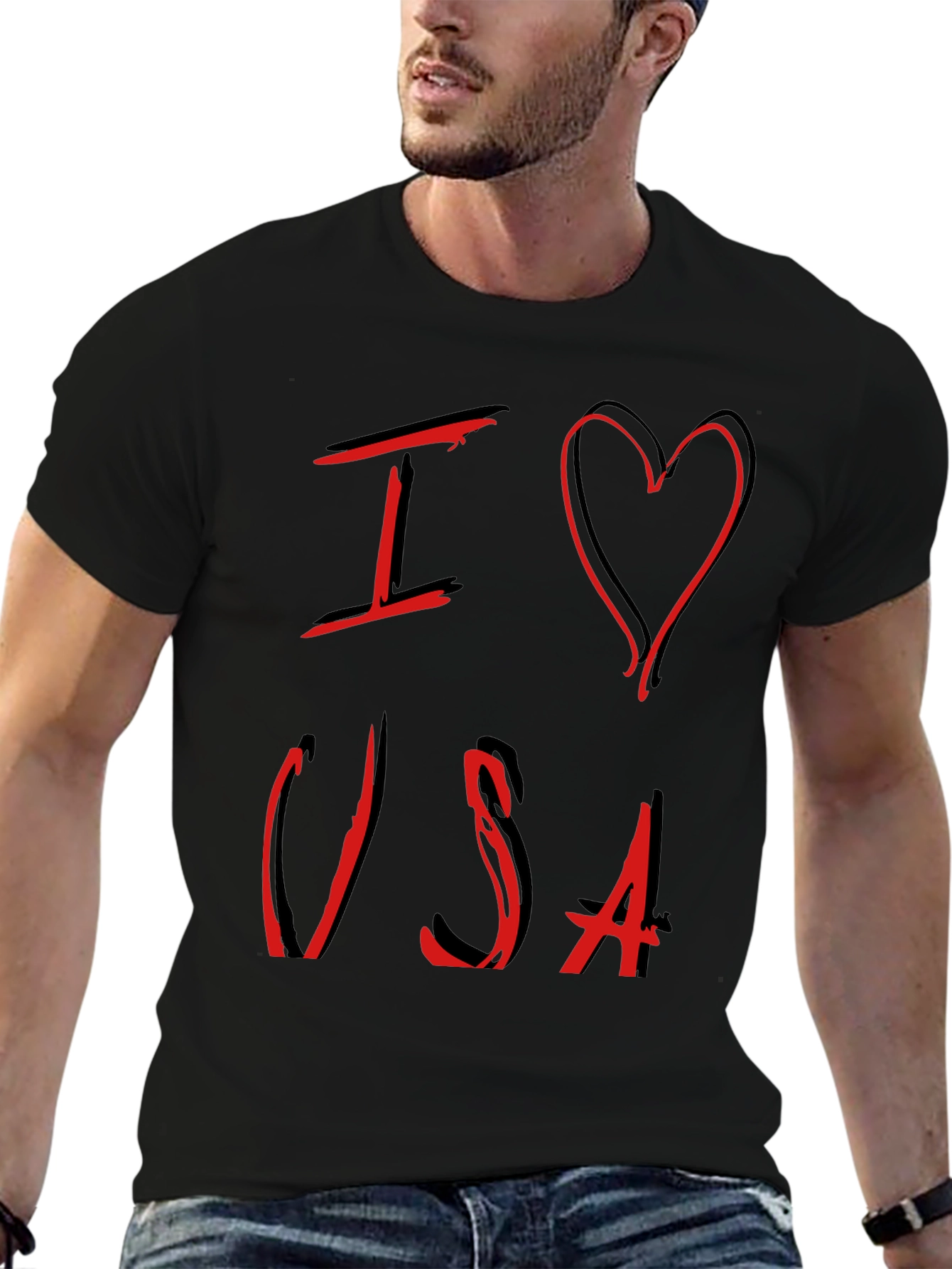 I Love USA Graphic Tee - Patriotic Design