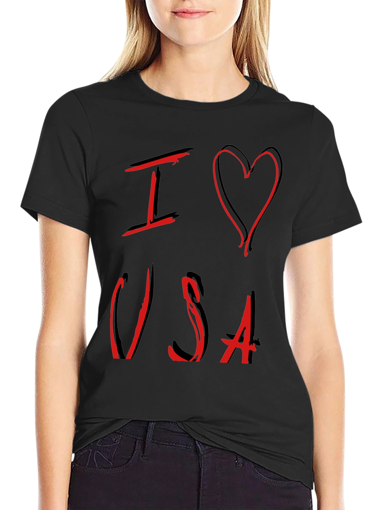 I Love USA Graphic Tee - Patriotic Design