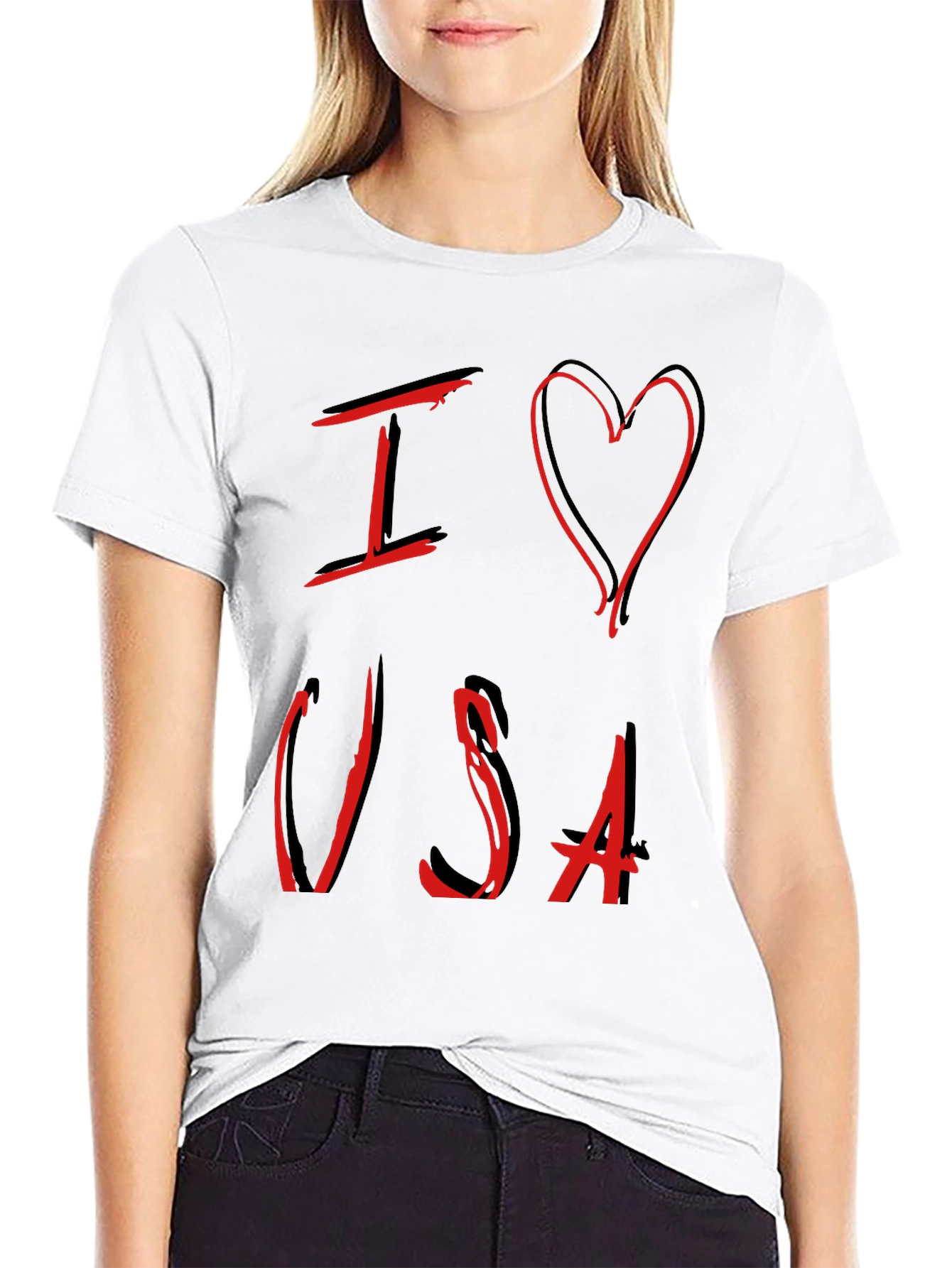 I Love USA Graphic Tee - Patriotic Design