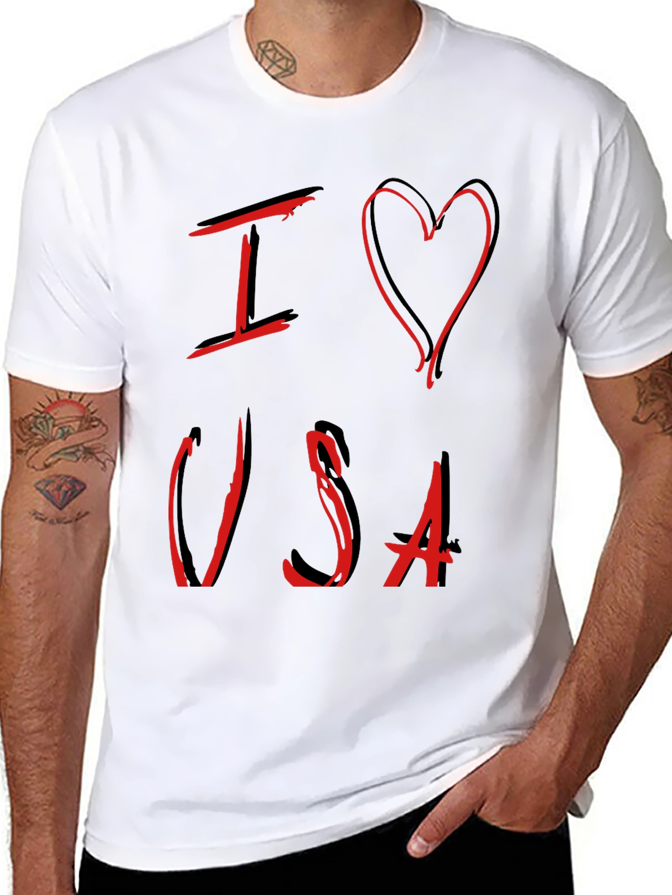 I Love USA Graphic Tee - Patriotic Design