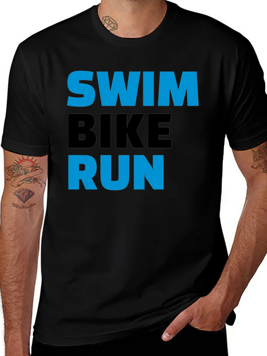 Swim Bike Run Triathlon T-Shirt - Sports Fitness Tee
