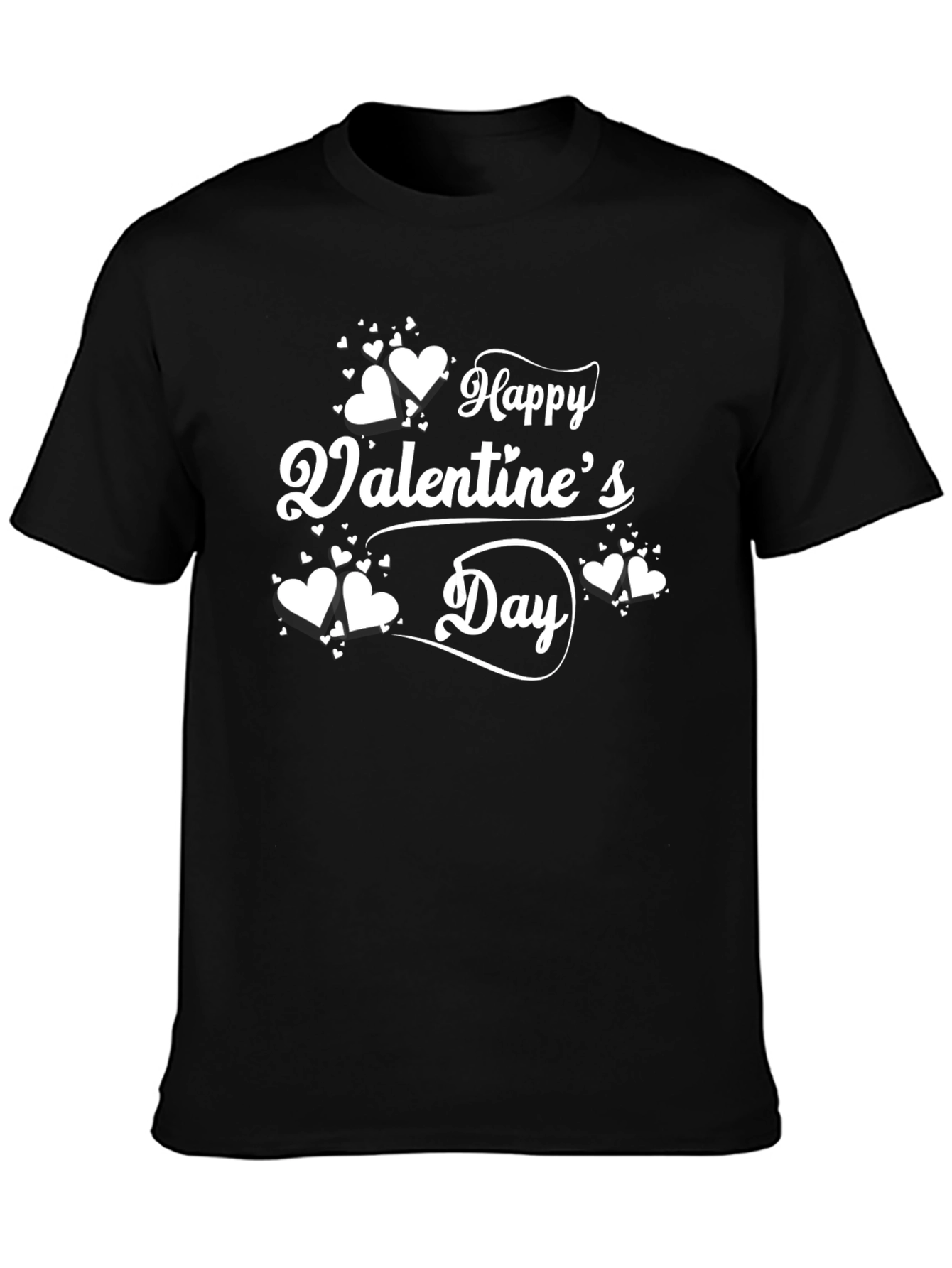 Happy Valentines Day T-Shirt - Black Heart Design