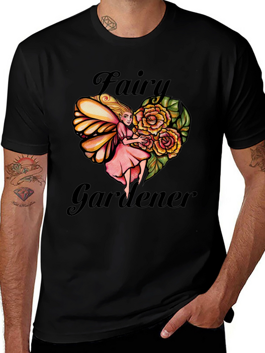 Fairy Gardener Graphic Tee - Black Cotton T-Shirt